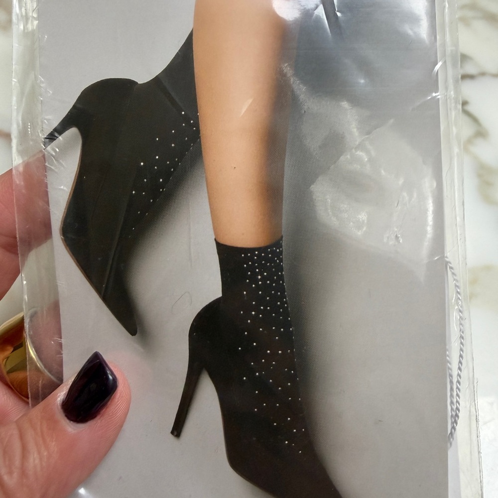 Wolford Black and Silver Ryssa Socks in Size S
